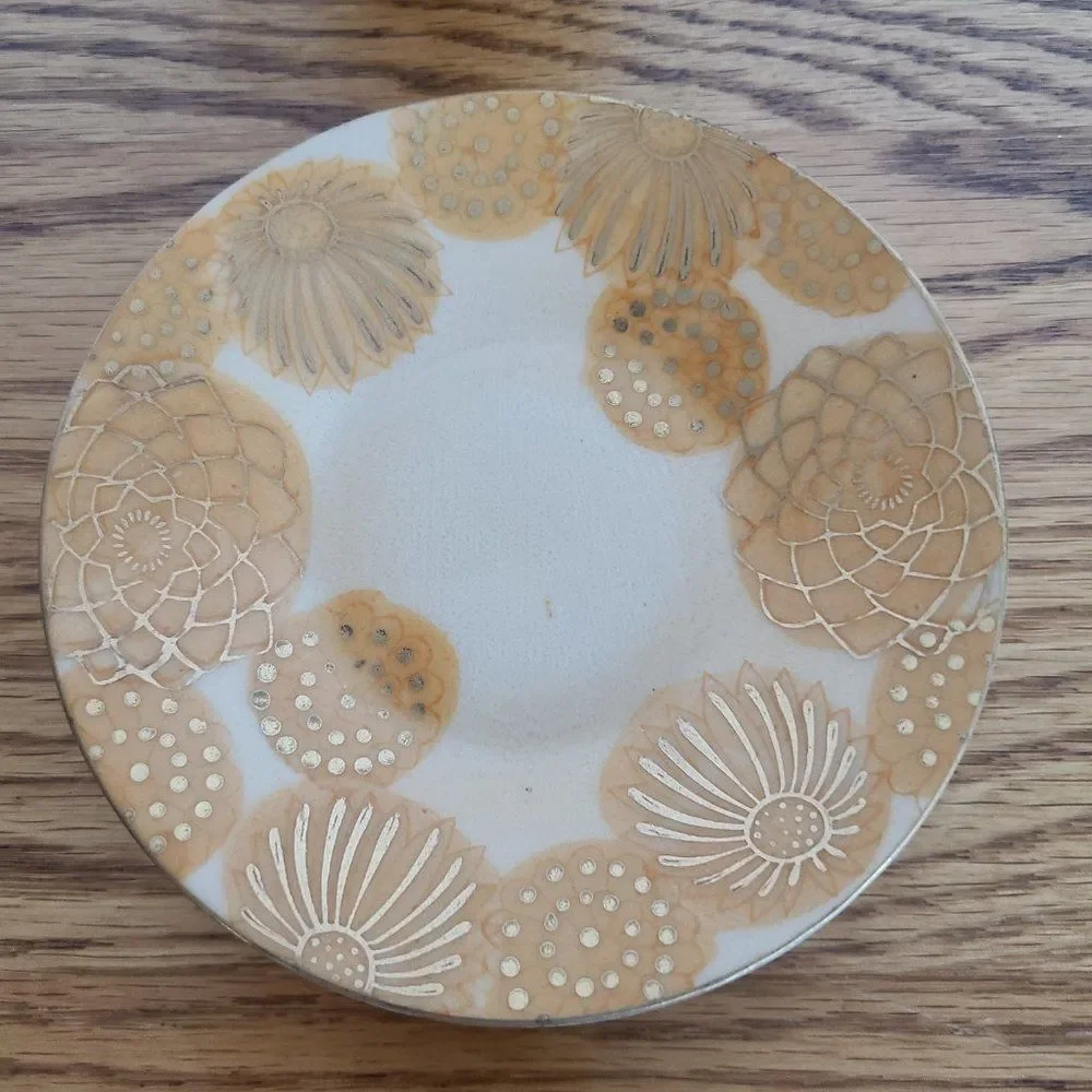 Inarco Demitasse Cup and Saucer Set Golden Splendor Floral Pattern Japan RARE